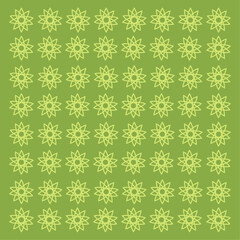  Seamless Geometric Floral Pattern on Green Background