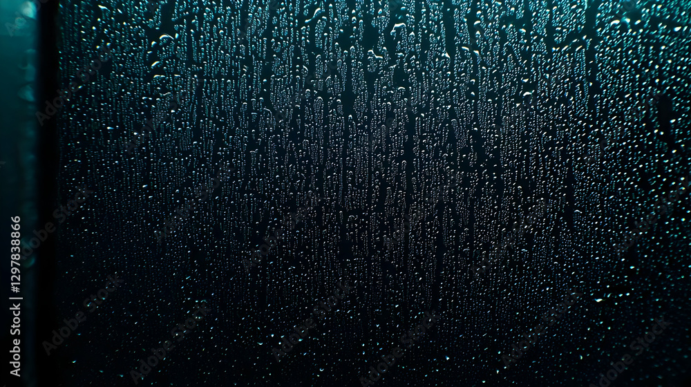 Poster abstract blue glittering background with sparkling light particles and dark backdrop