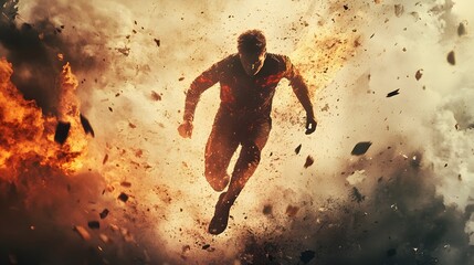 Naklejka premium A high-energy ad campaign for a new action movie featuring intense scenes and bold typography