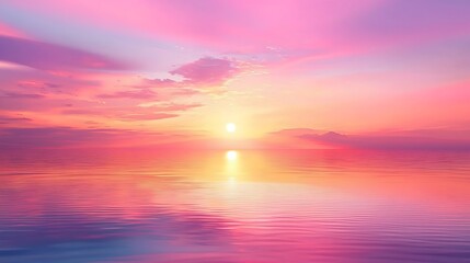 Obraz premium A vibrant sunrise painting the sky in shades pink and orange over a calm lake