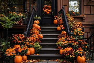 Autumn charm of a New York City brownstone