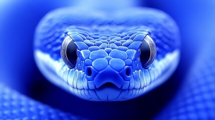 Fototapeta premium Blue snake portrait. Wildlife macro detail. Studio shot