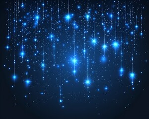 Obraz premium Blue sparkling lights cascade on dark backdrop for magic