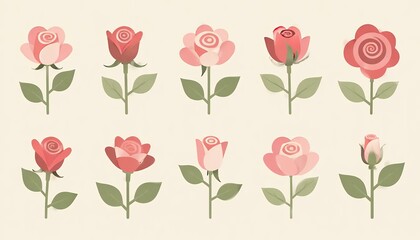 Fototapeta premium Pink-Roses-Illustration-Floral-Arrangement-Cute-Flowers