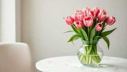 Pink-Tulips-Vase-Marble-Table-Flowers-Home-Decor