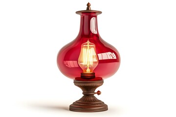 Modern red lamp isolated on white background.