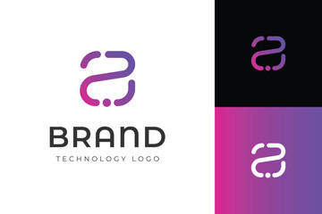 Abstract Letter A tech concept logo icon design with outline simple graphic vector symbol