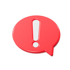 excalmation symbol, danger icon 3d red color