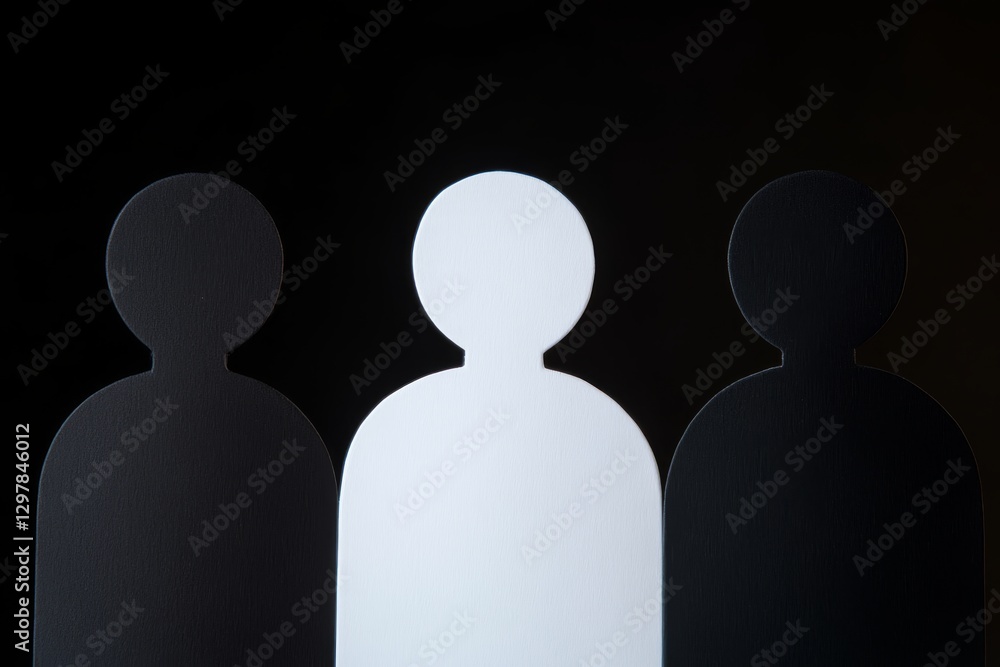Poster silhouetted figures in contrasting colors representing diversity and unity in a creative artistic co