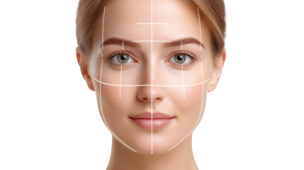 Intricate facial lines, exploring the woman's face through artistic expression and beauty