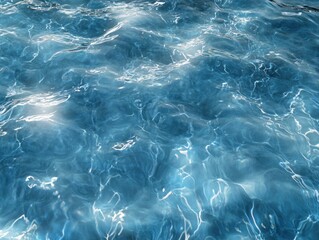 Obraz premium Calm ocean water surface with gentle waves and sunlight reflections.