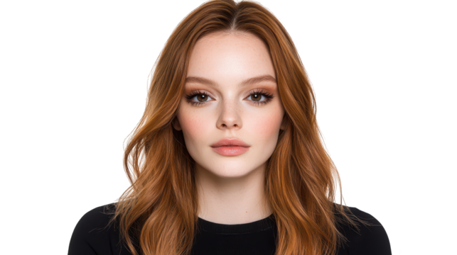 Striking portrait of a redhead woman, captivating image of beauty and style