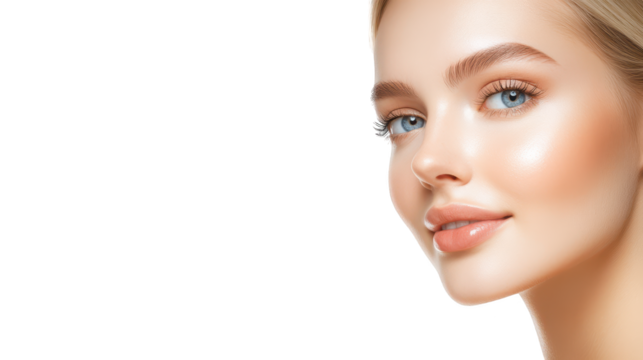 Captivating portrait, woman with piercing blue eyes and flowing blonde hair portrait