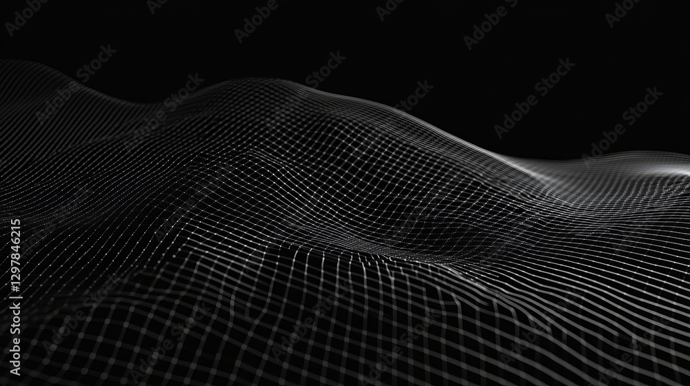 Poster abstract dark grid waveform digital background modern technology network design elegant white lines 