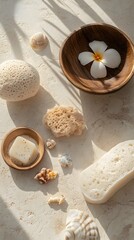Fototapeta premium spa day essentials natural bath products and accessories
