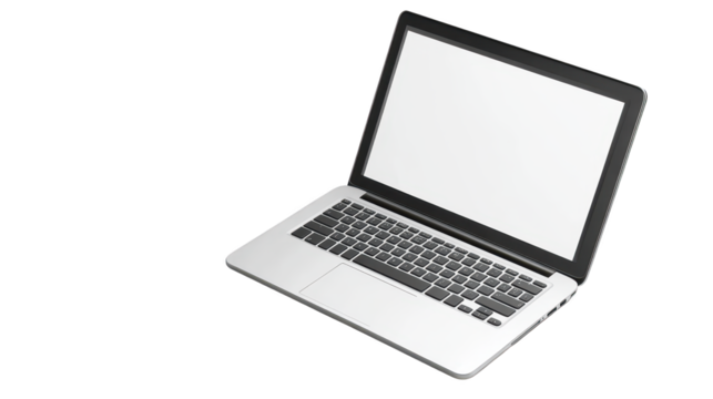 Modern laptop computer with blank screen, ideal for presentations, websites, and software applications display