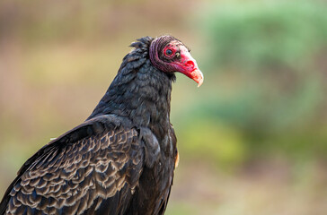 Close-up of Turkey vulture (Cathartes aura)