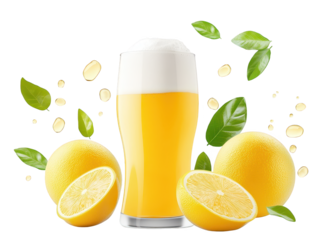 Ice cold beer with fresh lemon and mint, a summer delight refreshing
