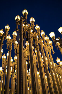 "Urban Light" is a large-scale assemblage sculpture by Chris Burden. Los Angeles County Museum of Art.