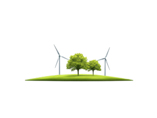 Rotating wind turbines generating clean energy against a bright cloudy sky with text overlay. wind turbine png png