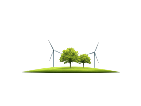 Rotating wind turbines generating clean energy against a bright cloudy sky with text overlay. wind turbine png png