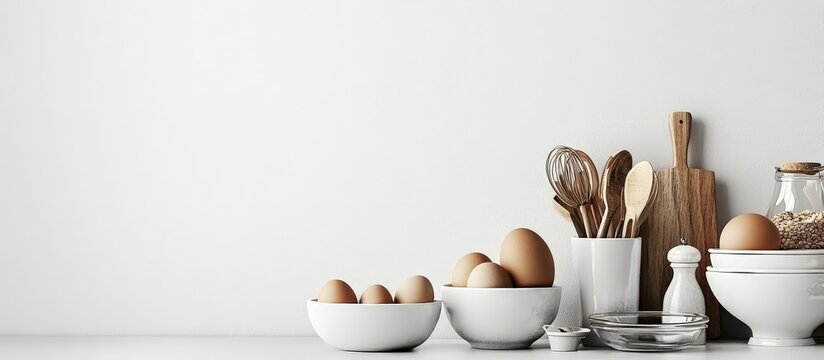 Kitchen mockup featuring cooking and baking utensils.