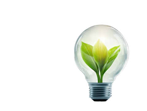 Illuminating innovation, plant growing inside a light bulb symbolizing green energy and sustainable growth