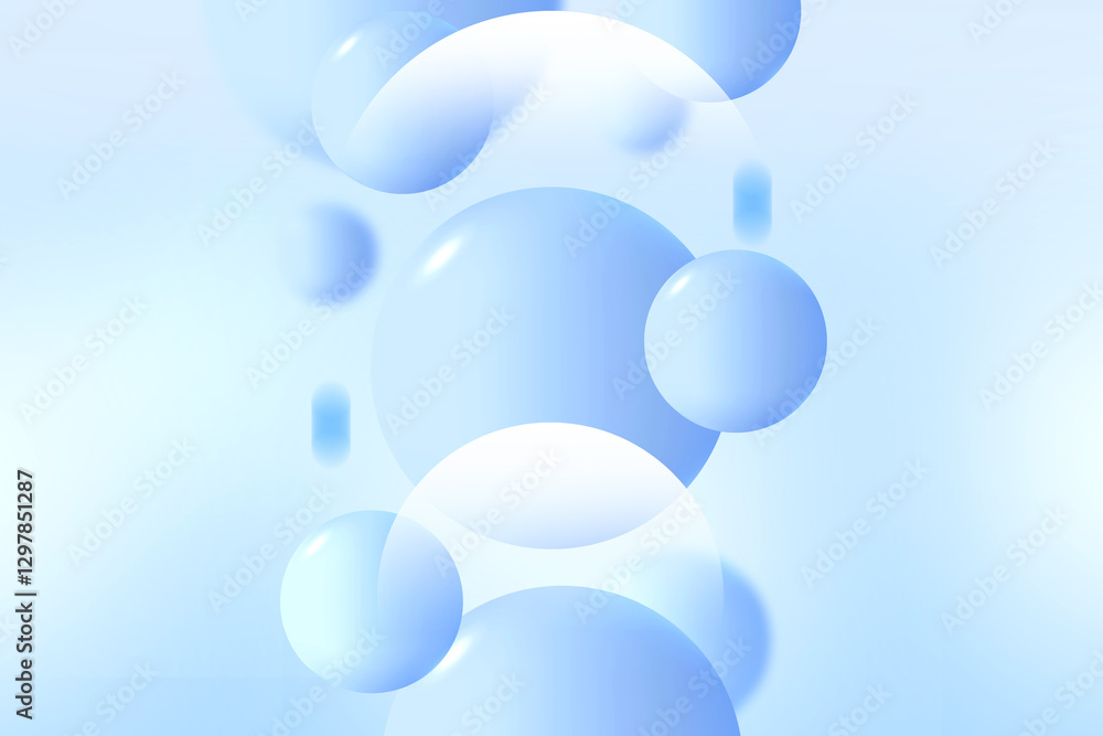 Aufkleber abstract 3d geometric circle gradient soft light blue pattern bokeh background design for graphic bu
