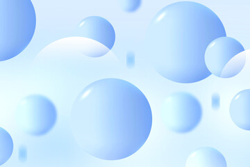 Abstract 3D geometric circle gradient soft light blue pattern bokeh background design for graphic business technology digital design web template backdrop desktop wallpaper bubbles banner