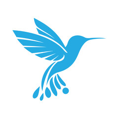 Obraz premium Elegant Hummingbird Silhouette Vector Illustration with Ornamental Feather Details