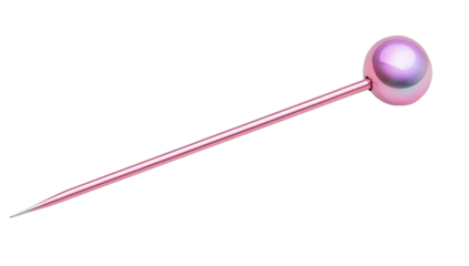 A pink pushpin with an all isolated on white background as transparent PNG