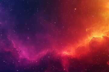 Naklejka premium Vibrant nebula with red, orange, and purple hues, scattered stars.