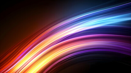 Abstract Colorful Wavy Light Trail with Dynamic Motion and Glowing Effect on Dark Background