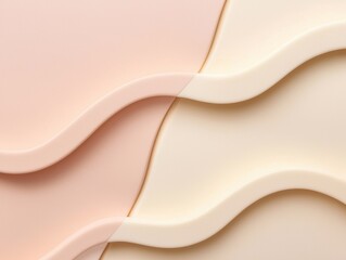 Obraz premium Soft pastel waves in creamy beige and pale rose, flowing gently into a seamless abstract composition