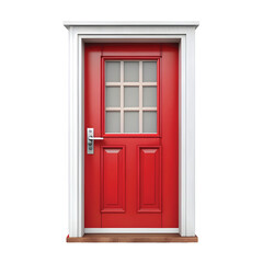 Bright Red Door with a Smooth, Glossy Finish, Standing Out as a Bold Architectural Element.  Cut out.