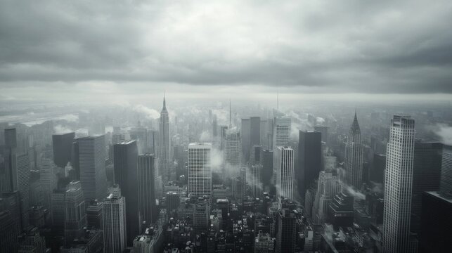 Fototapeta Cityscape Aerial, Gray Day