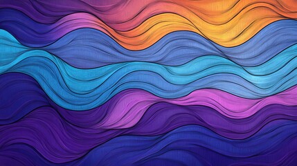 Obraz premium Abstract Colorful Waves Seamless Pattern Design Vibrant Gradient Background Texture Digital Art Illustration Modern Style Elegant Flowing Lines 