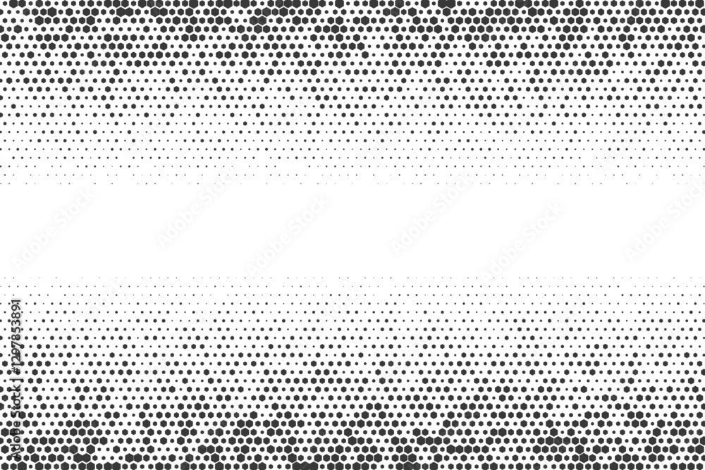 Poster Hexagon halftone pattern. Abstract honeycomb gradient design with subtle black and white transition. Geometric texture and dynamic grid structure for digital technology backgrounds