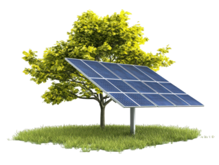 Solar panel integrated into tree, a sustainable energy solution blending nature and technology
