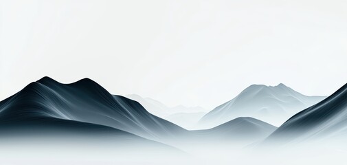 Subtle waves of mist rolling over a mountain silhouette, forming a tranquil and abstract natural background
