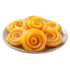 Indian popular traditional dessert Jalebi, isolated on white background.