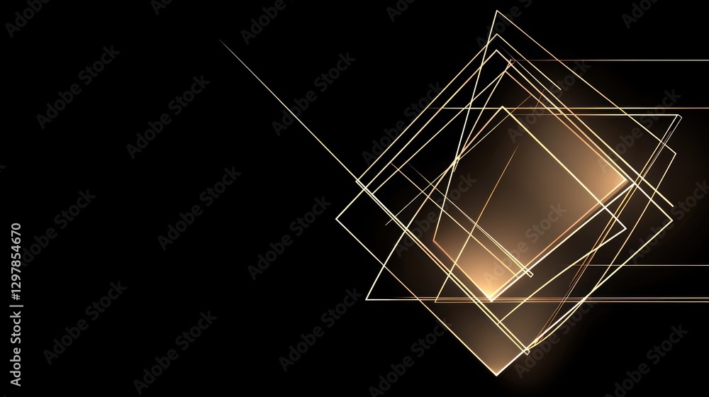 Poster thin neon lines intersecting in a complex geometric pattern, forming a clean and futuristic minimali
