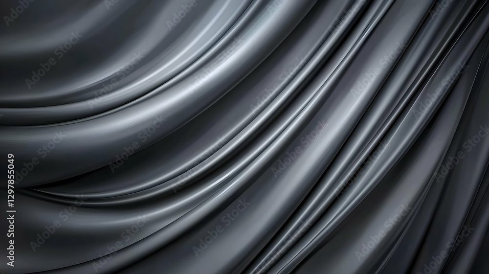 Poster abstract gray fabric surface with light reflection and smooth wavy texture