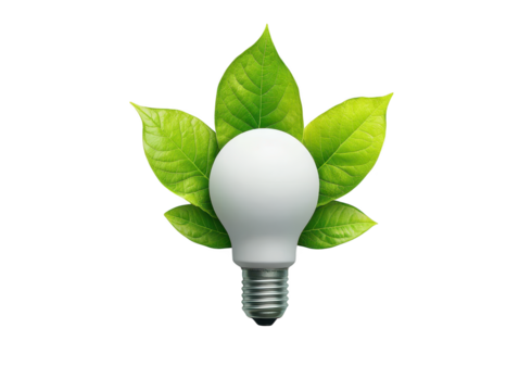 Illuminating sustainability, green leaves sprouting from a light bulb symbolizing ecoconscious innovation