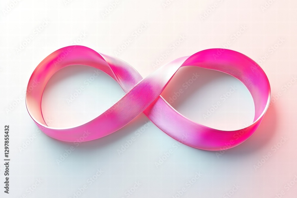 Leinwandbilder symbol of unity and hope with a pink infinity ribbon displayed on a smooth white surface. generative