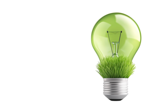 Illuminating sustainability, grassfilled light bulb represents green energy and ecoconscious innovation for a brighter future - Powered by Adobe