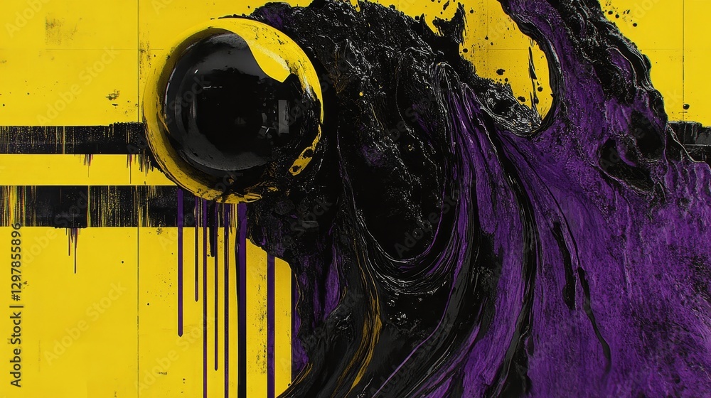 Poster abstract ink splash fusion contrasting hues dynamic expression artistic mess creative flow modern gr