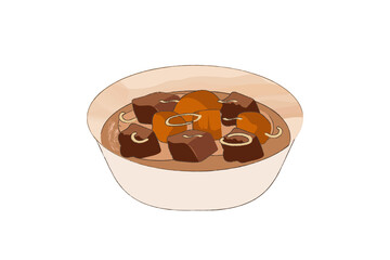 Illustration of Indonesian Food Sup Buntut