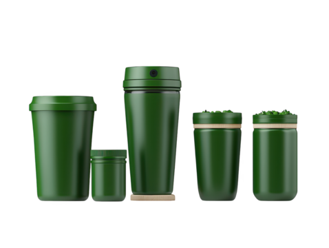 Durable and stylish green plastic cups with lids, perfect for everyday use outdoor activities