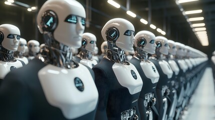 Fototapeta premium army of robots standing in a row